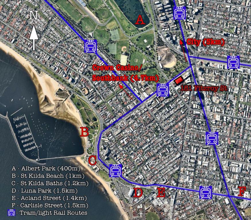 Апартаменты ☆ Heart Of St Kilda ☆ Infinity Pool+Parking+Wifi Мельбурн Экстерьер фото